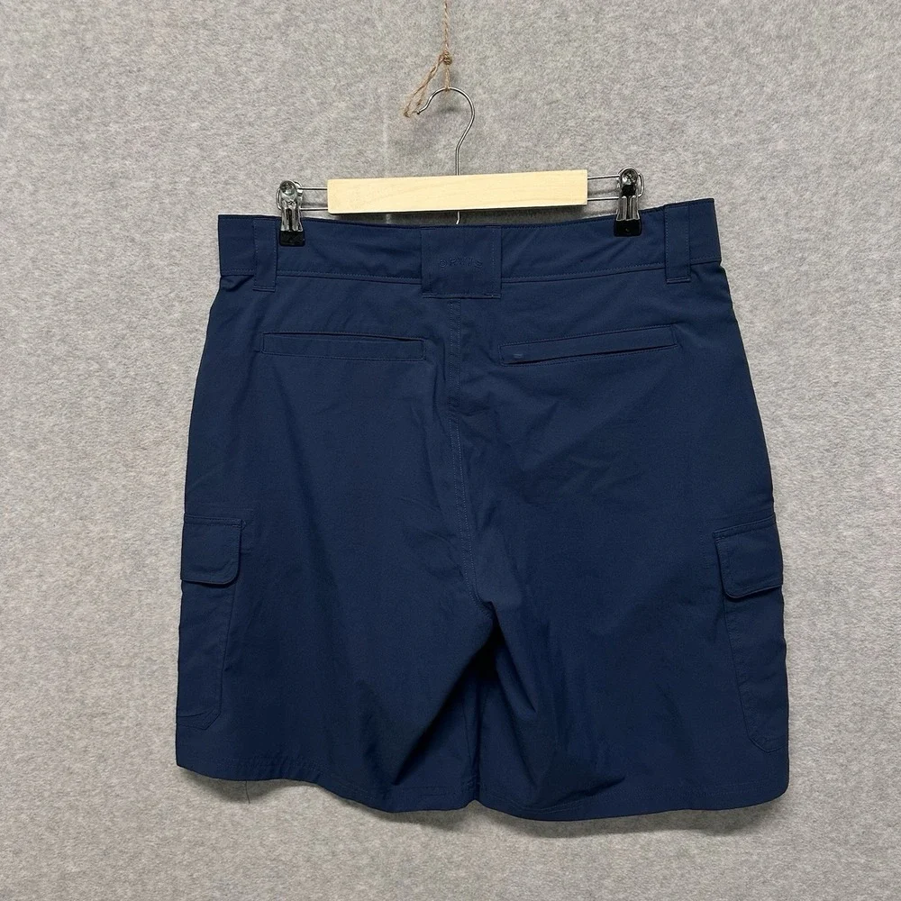 Orvis Men Belted Cargo Shorts Size 32 Blue Climbing Camp Fishing Outdoors Pocket